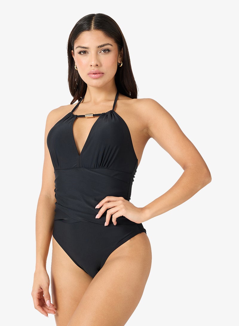 جينجر صدرية سباحة بتحكم بالبطن بياقة هالتر - Image 1